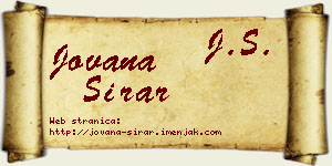 Jovana Sirar vizit kartica
